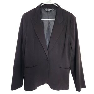 Norma Kamali Blazer Black Long‎ Sleeve Single Button Women's Size 16 Career Chic
